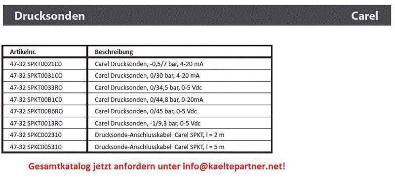 Drucktransmitter CAREL, 0/34,5 bar, 0-5 Vdc, SPKT0033P0