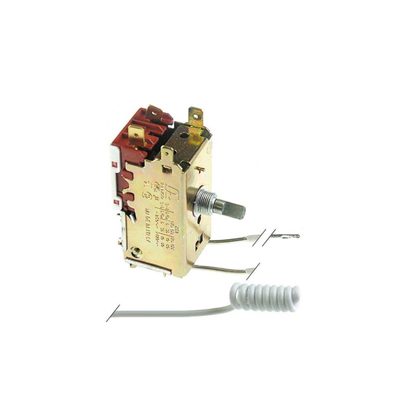 THERMOSTAT RANCO K52-L4512, 2 Kontakten 6A 250V doppelte Kapillarrohr 2100 mm / 1850 mm kalt -6,4/-6°C, warm +8,5/+8,8°C halbmondförmige Achse ø 6x4,6 mm