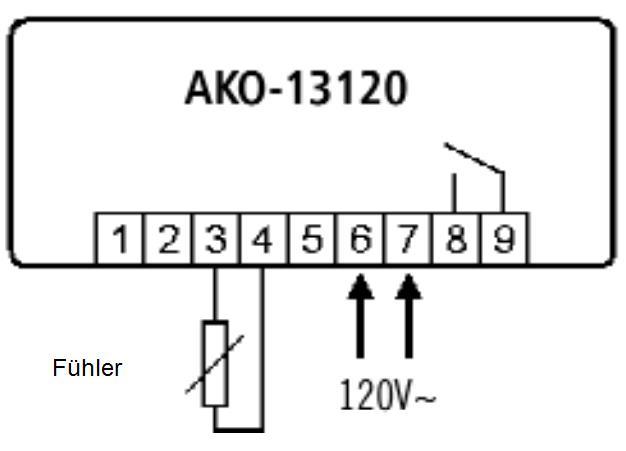 Kühlstellenregler AKO 13120, 1 Relais, 16A, NTC, 120V