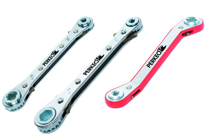 PERKEO Ratschenschlüssel - zöllig, abgewinkelt 3/16" - 1/4" x 5/16" - 3/8"