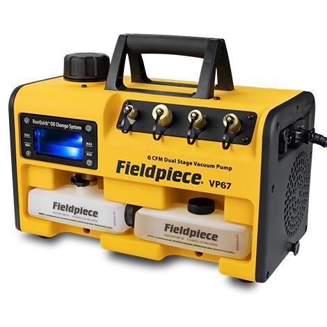Vakuumpumpe mit RunQuick™- Ölwechselsystem 6CFM VP67EU FIELDPIECE 170 l/min Durchflussrate A2L Zulassung