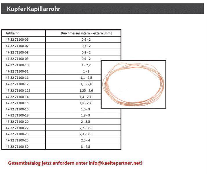 Kupfer Kapillarrohr 0.7 mm x 2,0 mm/ 30m