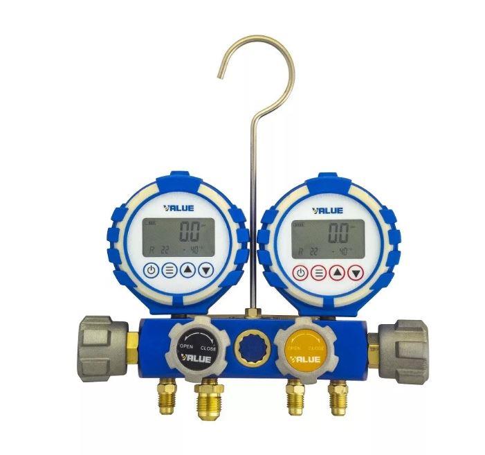 digitales 4-Wege-Verteilermessgerät Value VDG-4-S1, 2x9V DC, Schlauch 3 x 150cm