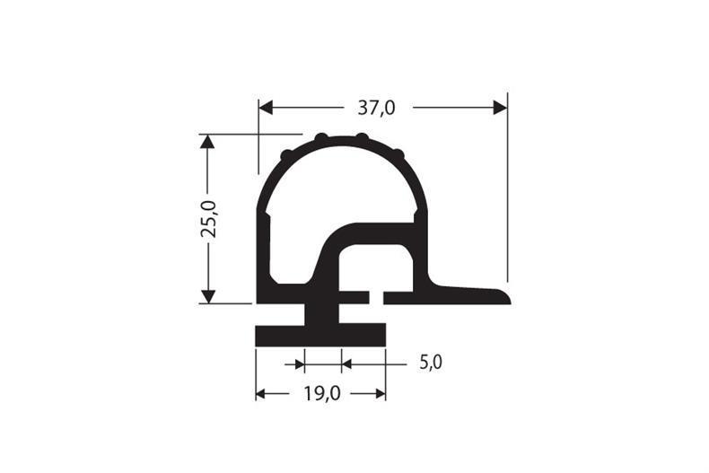 Gummidichtung schwarz 1m (37x25)