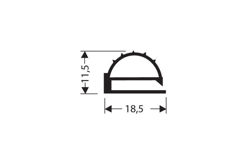 Flachprofil PVC schwarz 1 m (11,5x18,5)