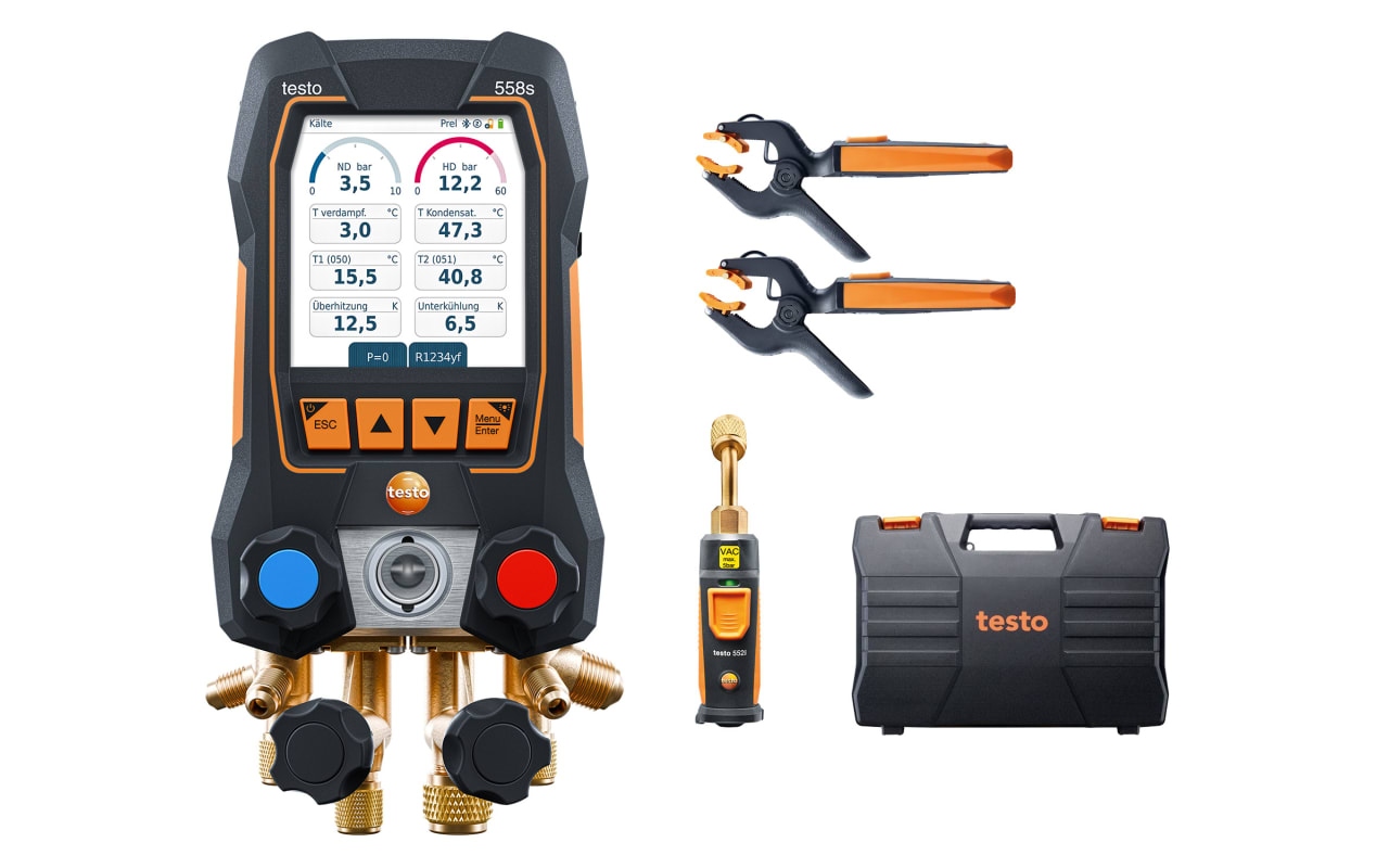 testo digitale Monteuerhilfe 558s mit kabellosen Temperatur- und Vakuum-Sonden 0564 5582