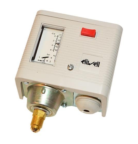Druckschalter Eliwell Niederdruck; -0,3 - 7,0 [bar], man., Differenz 0,6 [bar] fest, Bördel 1/4" SAE