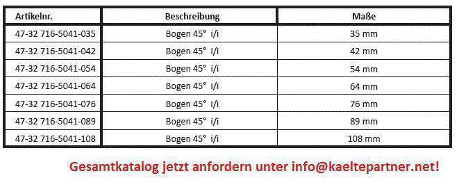 Kupferbogen 45° i/i 89 mm