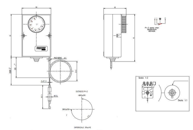 Differenzthermostat PRODIGY F2000, -35/+35 °C, L = 2,5 m