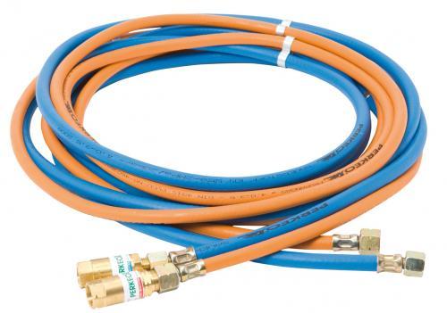 PERKEO Schlauchpaket für Propan-Sauerstoff (EN559/ISO3821/DINEN730) mit Sicherung, MD - 20 bar, Ø 6, L=5m