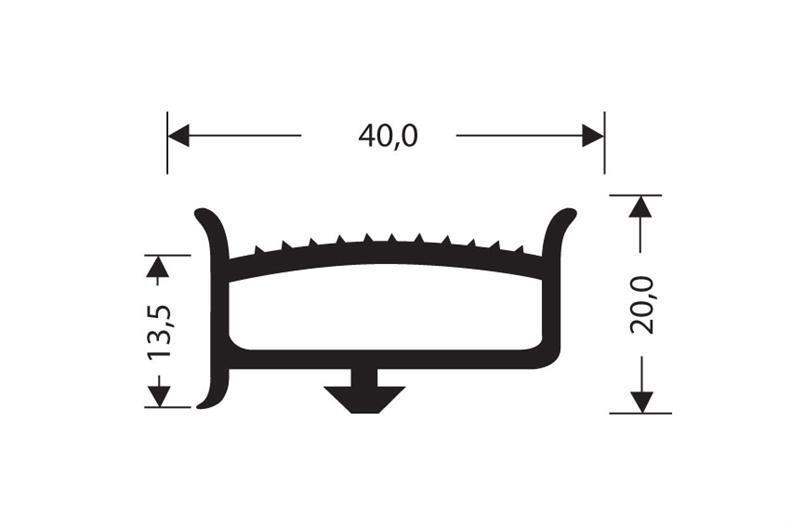 Gummidichtungsprofil grau 1m (40x20)