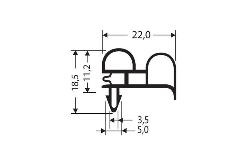 Eindrückprofil PVC grau L = 2,55 m