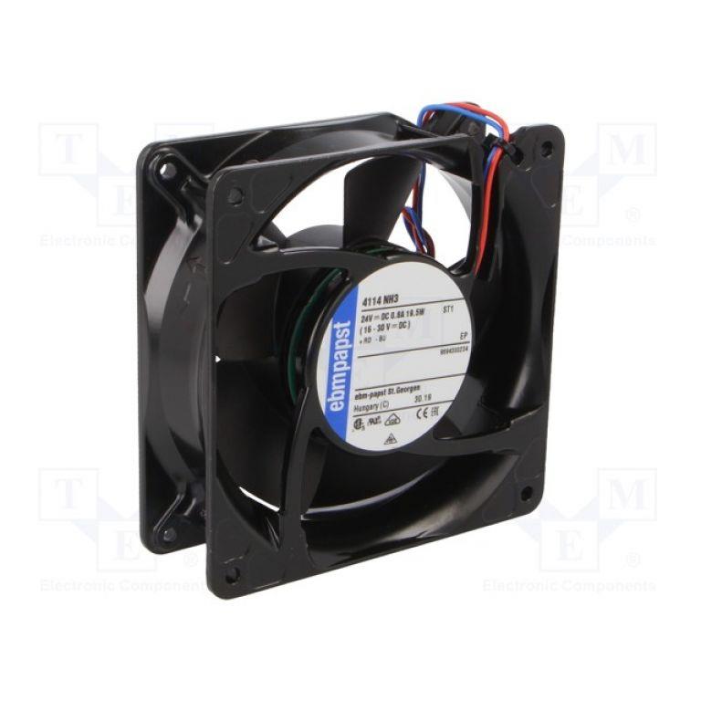 Axiallüfter EBM PAPST 4114NH3R, L 119mm B 119mm H 38mm 24VDC 19,5W
