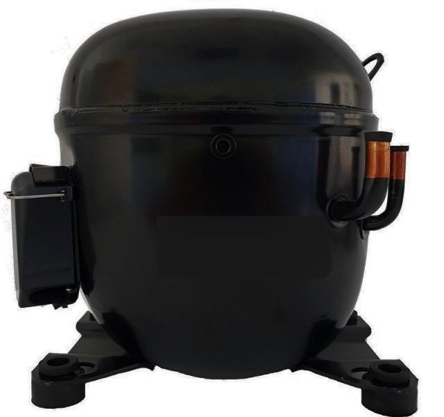 Kältemittelkompressor, Kühlschrankkompressor, schwarzes Gehäuse, Kupferanschlüsse
