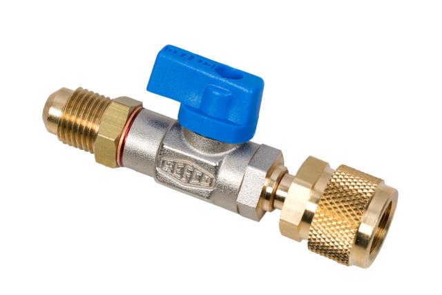 Refco 4661121 Kugelabsperrventil blau mit Drücker CA-5/16" SAE oder 1/2"-20 UNF