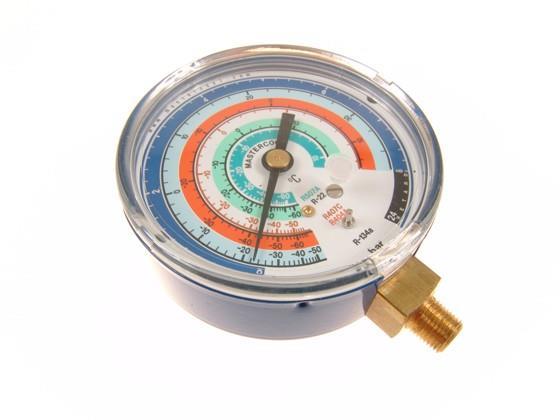 Ersatz Manometer 80mm, LP Niederdruck, Bar/°C, R134a - R404A - R407C - R22 - R507A