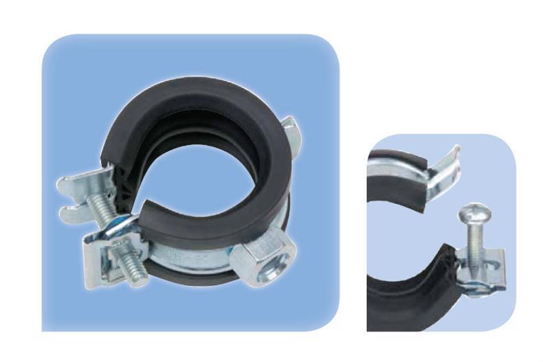 Rohrschelle Metall/Gummi 21 - 23 mm, M8 - NRW 1/2"