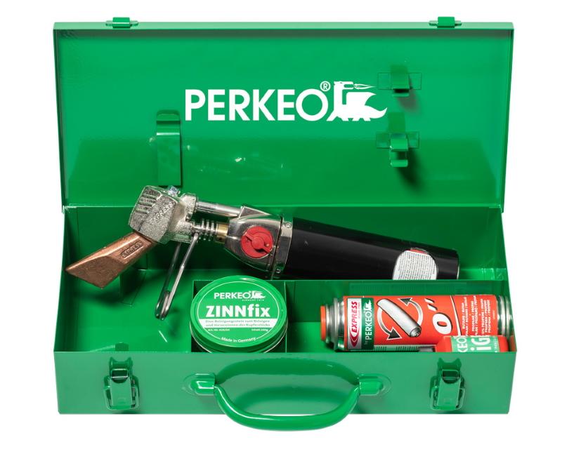 PERKEO Propan-PIEZO-Weichlötset C60 im Stahlblechkasten auf Kartuschenbasis (TÜV-geprüft)