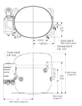 Verdichter Tecumseh AE4456Y, HBP - R134a, 220 - 240V/1F/50 Hz