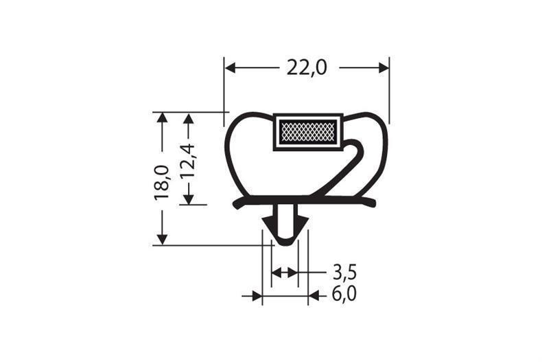 Eindrückprofil PVC grau L = 2,55 m mit Magnet M25