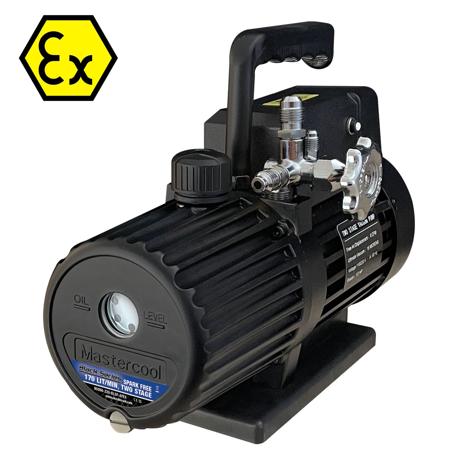 Mastercool 90066-220-BLSF Black Series – Funkensichere Vakuumpumpe (170 l/min 60Hz / 142l/min 50Hz) - ATEX Zertifiziert