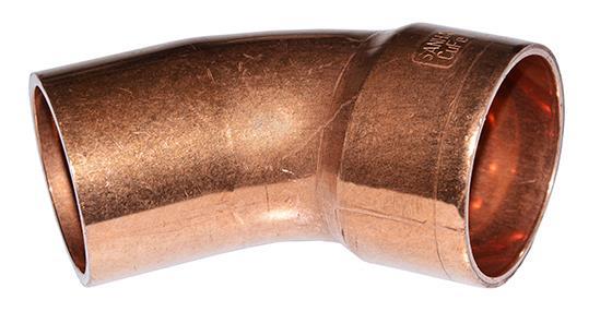 Cu-Bogen K65, 45° Stecker/Buchse, 2 1/8", 54 mm