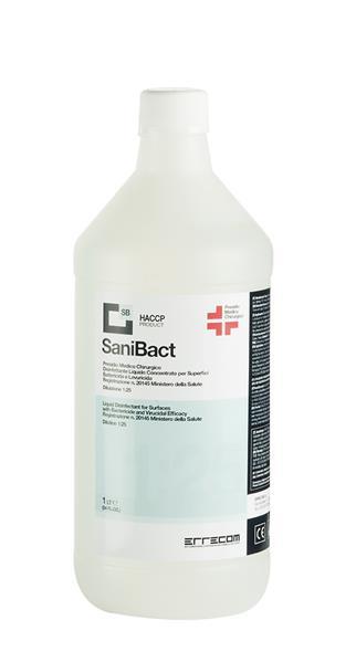 SaniBact Antibakterielles Mittel gegen Grippe, Hepatitis, Ebola Viren 1 L Kunststoff-Behälter Verdünnung 1:25 für Verdampfer und Oberflächen in Krankenhäusern, Schulen, Metzgereien, Bäckereien, Restaurants, Hotels