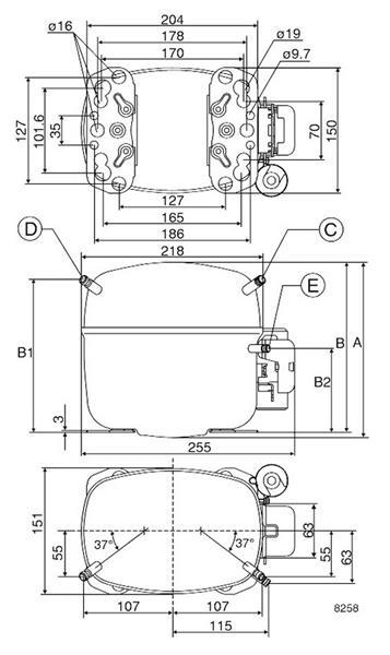 Verdichter SECOP / Danfoss SC18CLX, LBP - R404A, R507, 220-240V, 50Hz