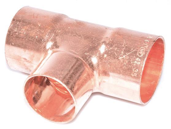 Cu T-Stück Reduzierstück weiblich/weiblich/weiblich 42-54-42 mm, Lötende