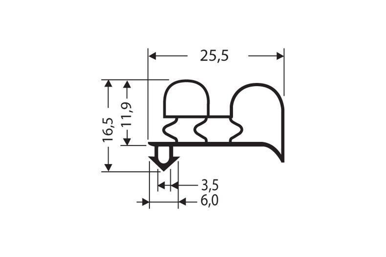 Eindrückprofil PVC grau L = 2,55 m