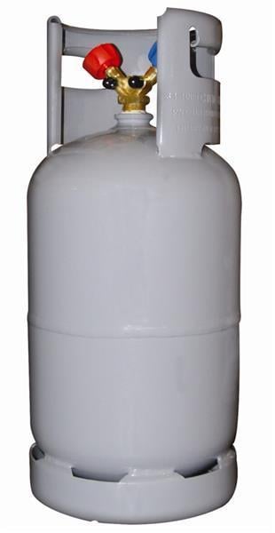 Kältemittelflasche / Leerflasche / Recyclingflasche 12,5 L grau - 1/4" Doppelventil