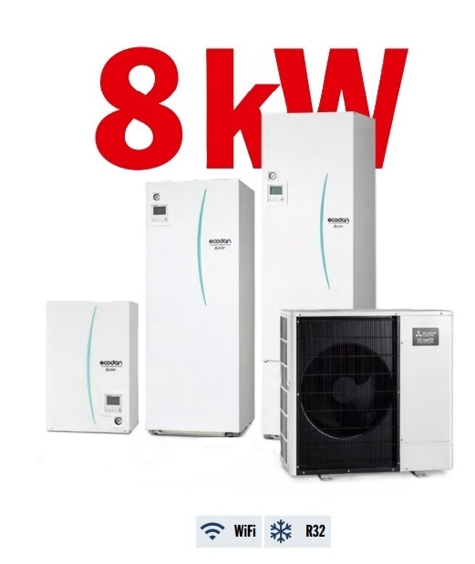 Luft/Wasser-Wärmepumpe Set 8 kW Mitsubishi Zubadan PUD-SHWM80YAA + Speichermodul 200l EHST20D-YM9DR1 + WiFi Adapter