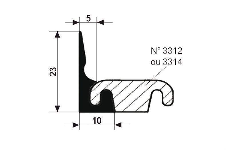 EPDM-Gummidichtungsprofil grau 1 m (23x10)