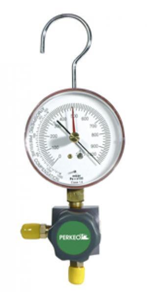PERKEO 1-Wege Monteurhilfe mit Vakuummeter 2 x 1/4" SAE (7/16" UNF) Anschlüssen