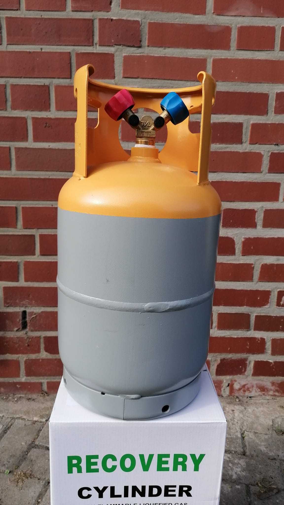 Kältemittelflasche / Leerflasche / Recyclingflasche 12,5 L grau - 1/4" Doppelventil