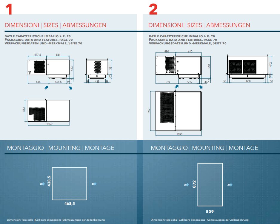 Monoblock Deckengerät ECK210 R290, Tiefkühlung -18…-25 °C | TA +25…+43 °C | 2 - 11,6 m3