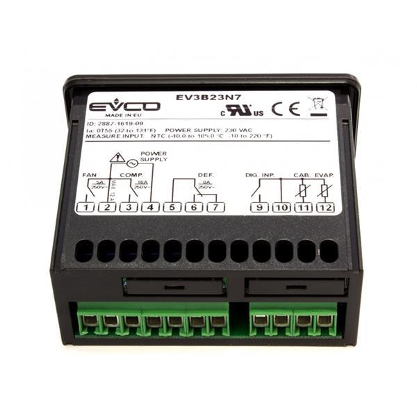 Kühlstellenregler EVCO - EV3B23N7 230V, mit NTC Fühler, 2Hp/8A/5A