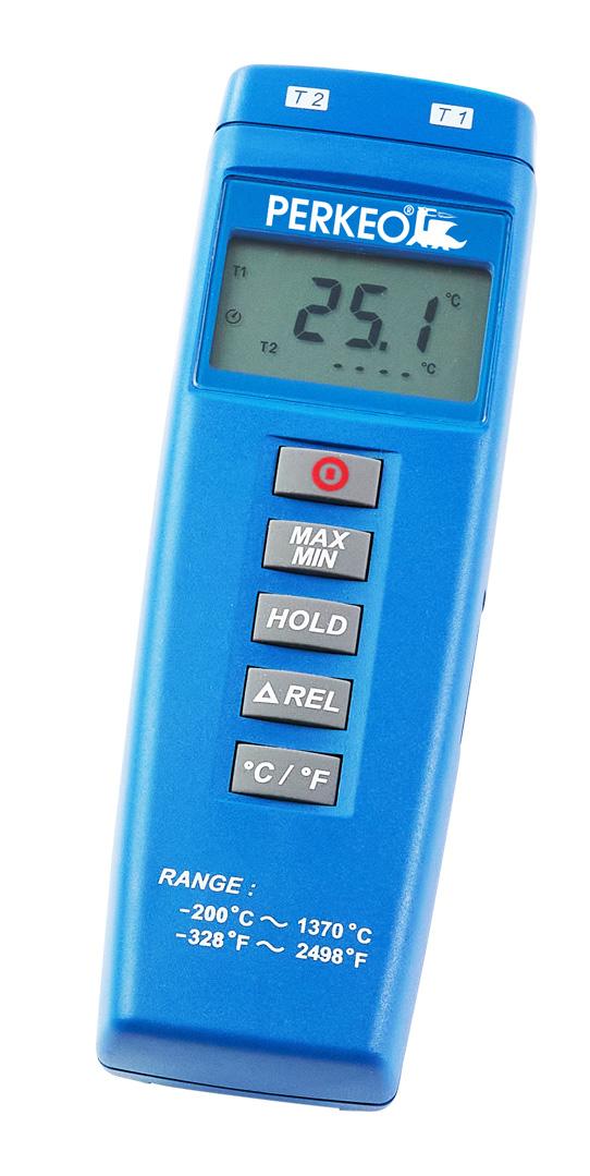 PERKEO DDT 1300 Digital-Thermometer inkl. 2 K-Typ Standard Messfühler bis 200°C und Batterie