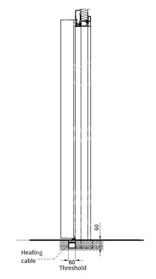 Heizungskabel, Schwellenhöhe 60mm, Schutzrohr, Schienstoß-Top, Thermostatanschluss