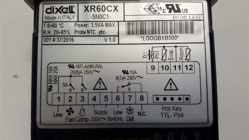 Kühlstellenregler Dixell / Copeland XR60CX 5N0C1, 230 V, 20 A, Bedienfeld