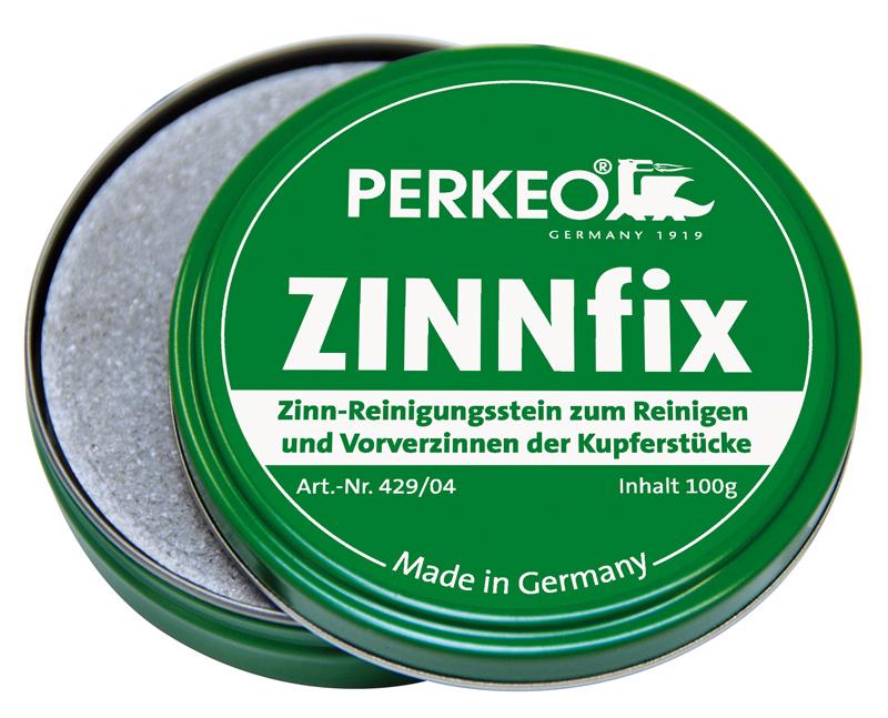 PERKEO ZINNFIX Zinn-Lötstein in Dose zum Reinigen und Vorverzinnen der Kupferstücke