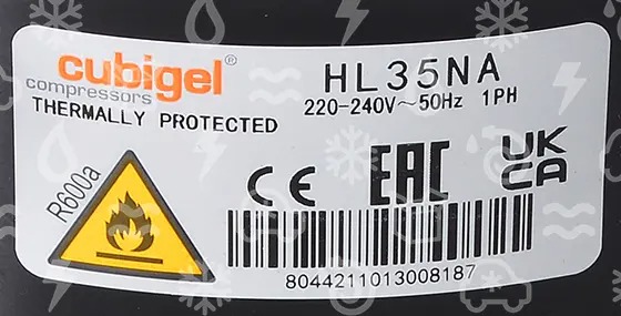 Kompressor Cubigel / Huayi HL35NA, LBP -R600a, 220-240V, 50Hz,