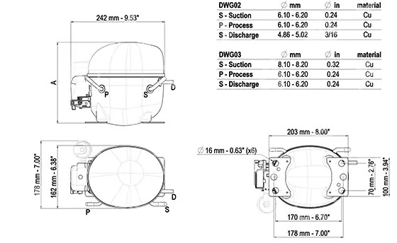 Verdichter Aspera Embraco NEK6210U, MBP/HBP - R290, 220-240V/50 Hz - nicht lieferbar, ersetzt durch NEU6210U
