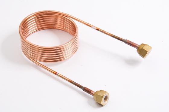 Druckausgleichsleitung / Kapillarrohr mit Überwurfmutter 1/4" SAE, L = 2,0 m x 2,5 mm, mit Ventildrücker