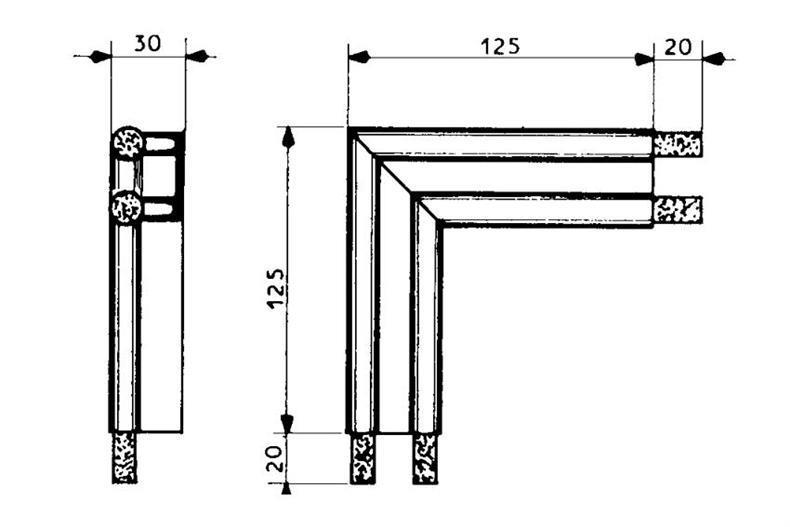 Eckstück für Dichtung 4451 (125x125)