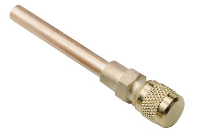 CPS AV6MB Schraderlötstutzen m. Kupferrohr A-31004M 7/16"UNFx6mm m. Kern + Kappe