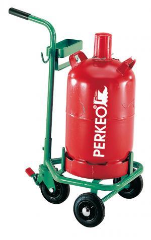 PERKEO Propan Stahlflaschen-Rollwagen für 1x 11 kg-Flasche mit Dreirad-Fahrwerk