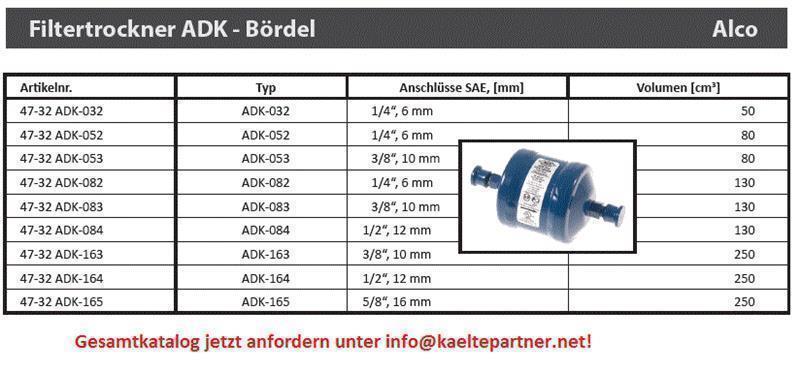 Filtertrockner ALCO, ADK-164, 1/2" SAE, Bördelanschlüsse, 003617