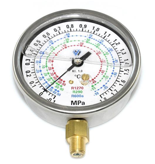 MANOMETER NIEDERDRUCKÖL WIGAM, 80 MM, R600A R290 R1270 Klasse 1,0