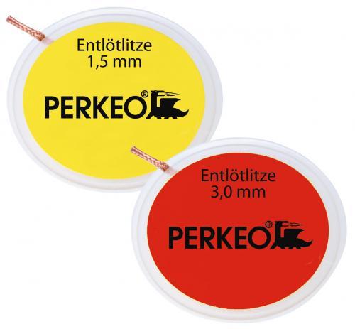 PERKEO Entlötlitze zum Entlöten von Lötstellen, Bandbreite 1,5mm